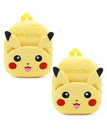 Proera Pikachu Kids School Bag Soft Plush Cartoon Plush Bag Plush Bag Yellow Pack Of 2 - Height 11 inches