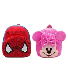 PROERA Spiderman & Minnie Kids School Bag Soft Plush Cartoon Plush Bag Plush Bag - 11 inches