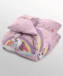 POLKA TOTS Cartoon Printed Comforter Baby Blanket and 2 Way Design Reversible Quilt for Kids - Unicorn