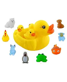 Enorme Chu Chu Animal Toys and Duck Family Squeeze Bath Toys Pack of 12  (Color May Vary)
