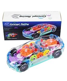 3D Transparent Car with 360 Degree Rotation Gear Simulation Mechanical Car With Light & Sound - Colour May Vary