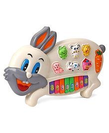 NEGOCIO  Musical Rabbit Piano with Flashing Lights and 3 Modes Animal Sounds - (Colour May Vary)