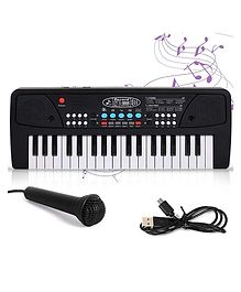 NEGOCIO  37 Keys Piano Keyboard for Beginners Musical Toy with Microphone - Black