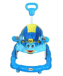 JoyRide Baby Walker with Adjustable Height Music Light Push Handle Bar Blue