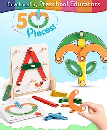 Intelliskills Wooden Letter & Object Maker with Model Cards 50 Pieces - Multicolor