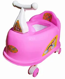 Muren Scooty Shape Potty Training Seat with Easy Grip Handles Wheels Removable Bowl (Color May Vary)
