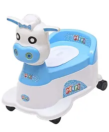 Muren Musical Cow Shape Potty Training Seat with Easy Grip Handles Wheel Removable Bowl (Color May Vary)
