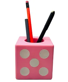 Kids Mandi Home Office Essentials Ludo Shape Dice Design Pen Stand Office Organizer Case Pen Pencil Holder Plastic (Color May Vary)