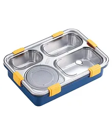 Yamama 4 Grid Insulated Stainless Steel Lunch Box With Separate Bowl With Lid - Dark Blue