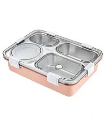 Yamama 4 Grid Insulated Stainless Steel Lunch Box With Separate Bowl With Lid - Pink