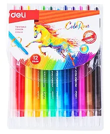 Deli 12 Shades Twistable Crayon Bright Color Set Of 12 - Multicolour