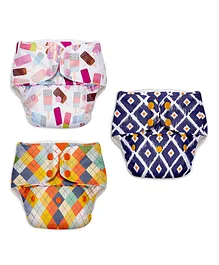 BASIC Freesize Adjustable Washable and Reusable Cloth Diapers Pack of 3 - Assorted Prints