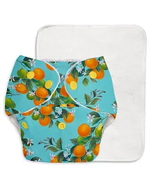 SuperBottoms Basic Adjustable Washable & Reusable Cloth Diaper With Dry Feel Cotton Pad For Babies For Day Time Use Peaches - Green