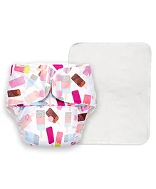 BASIC Reusable Cloth Diaper with New Quick Dry UltraThin Insert - White & Pink