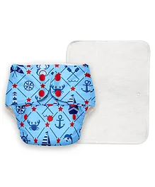 BASIC Reusable Cloth Diaper with New Quick Dry UltraThin Insert - Blue