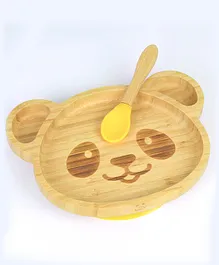 Starkiddo Panda Bamboo Suction Plate and Learning Weaning Set - Yellow