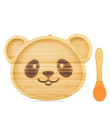 Starkiddo Panda Bamboo Suction Plate and Learning Weaning Set - Orange