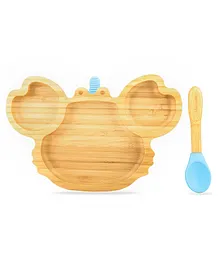 Star Kiddo Cute Crab Bamboo Suction Plate Baby Plate for Kids and Baby-Led Weaning Blue