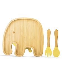 Starkiddo Jumbo Bamboo Suction Plate and Learning Weaning Set - Yellow