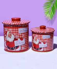 Vintage Santa Claus Canisters Set of 2 - Red