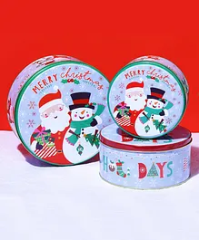 A Vintage Affair Happy Holidays Round Storage Box Set of 3 - Blue
