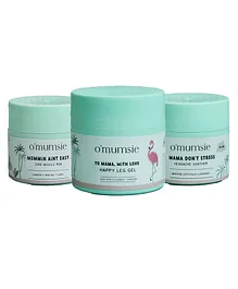 O'mumsie Mommy Essentials Kit with Leg Gel Headache Soother Sore Muscle Rub in an Amazing Gift Box - 200 g