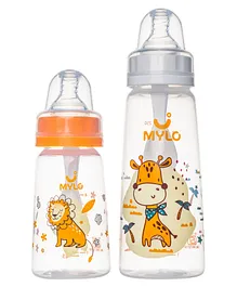 Mylo Baby Natural Feeding Bottle Slim Neck 125 ml and 250 ml Pack of 2 - 375 ml