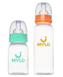 Mylo Baby Natural Feeding Bottle Slim Neck 125 ml and 250 ml Pack of 2 - 375 ml