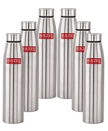 HAZEL Loch S4 Water Bottle Stainless Steel Single Wall Fridge Pack of 6 - 600 ml