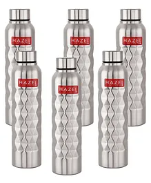HAZEL Steel Water Bottle Loch S1 Stainless Steel Single Wall Fridge Pack of 6 - 1000 ml