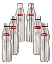 HAZEL Steel Water Bottle Loch S3 Stainless Steel Single Wall Fridge Pack of 6 - 1100 ml