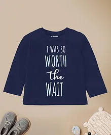 Be Awara Worth The Wait Kids Full Sleeves T-Shirt - Navy Blue
