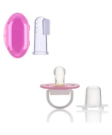 Safe O Kid Silicone Baby Finger Brush With Case with Unique Shape Pacifier for Newborn - Multicolour