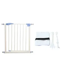 Safe O Kid Child Safety Stair Safety Gates with 1 Fall Prevention Safety Net - White