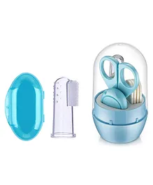 Safe-O-Kid Baby Safety Finger Brush Grooming Kit with Box Blue- Combo