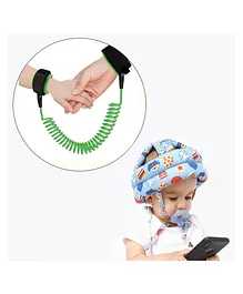 Safe O Kid Wrist Link With Baby Safety Cotton Helmet Head Protection - Multicolour
