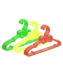 Kuber Industries Kids Mizano Plastic Non Slip Clothes Hangers Pack of 15 - Green & Yellow & Peach