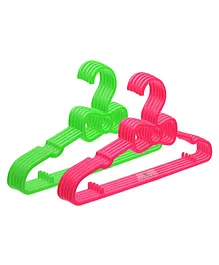 Kuber Industries Kids Mizano Plastic Non-Slip Clothes Hangers Pack of 10 - Green & Pink