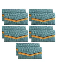 Kuber Industries Tear and Water Resistant Jute Shagun Gift Envelope With Magnetic Button Pack of 10 - Blue