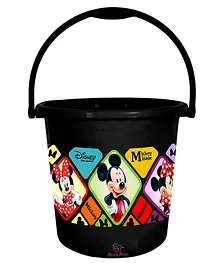 Heart Home Disney Minnie Mickey Print Unbreakable Virgin Plastic Strong Bathroom Bucket 18 Litre- Black