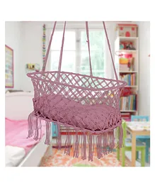 Wishing Clouds Macrame Baby Cradle Hanging Sleeping Bed - Pink