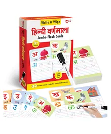 Little Berry Hindi Varnmala Write and Wipe Jumbo Activity Flash Cards 32 Cards - Multicolour