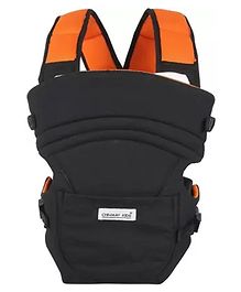 Chinmay Kids 3 in 1 Premium Baby Carrier Bag With Adjustable Strap & Head Support Line Black Orange