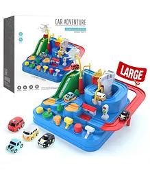 HAPPY HUES  Car Adventure Toy 4 Race Car Track Set Large Car Rescue Adventure Toy- Multicolor
