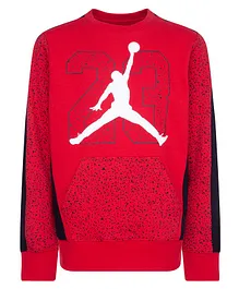 Jordan Full Sleeves Abstract Printed Air Speckle French Terry Crew - Black