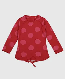 Chipbeys Full Sleeves Big Polka Dots Printed Tee - Red