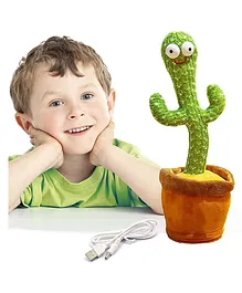 AKN TOYS Dancing Cactus Talking Toy Wriggle & Singing Recording Repeat What You Say Funny Education Toys Rechargeable Cable Included - Green