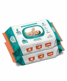 Buddsbuddy Combo of 2 Skincare Baby Wet Wipes With Lid Contains Aloe Vera - 80 Pieces