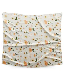 Bembika Bamboo Cotton Muslin Swaddle Wrap Blanket Baby Flowers - Orange