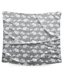 Bembika Bamboo Cotton Muslin Swaddle Wrap Blanket Baby Grey Elephant Print - Grey